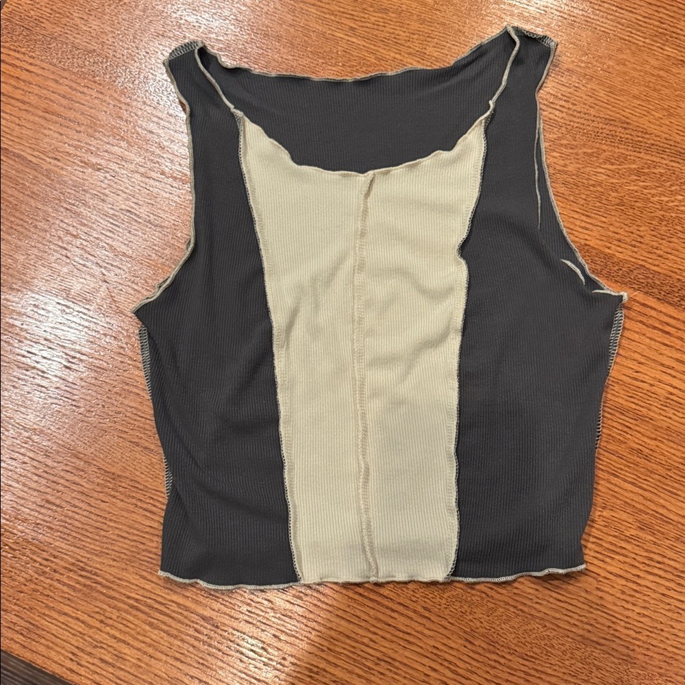 SHEIN Womens Charcoal and Cream tank